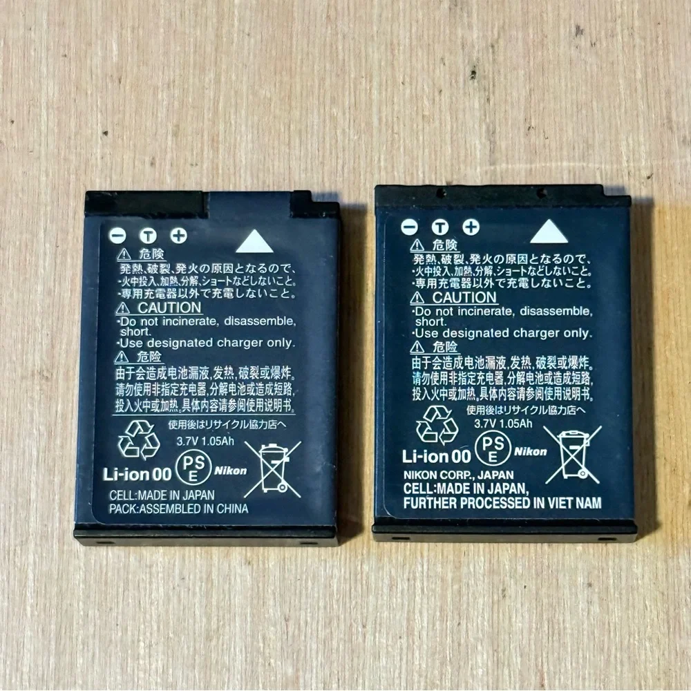 2-Nikon OEM EN-EL12 1050mAh Li-Ion Battery Used Tested Good w/Charge Read Info!